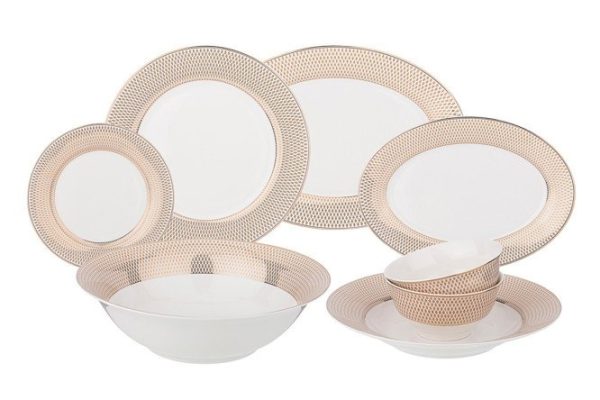 Lefard Radial gold table service for 6 persons, 23 pieces, Porcelain