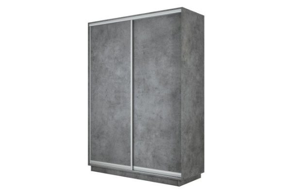 2-door wardrobe Slide-2 120x240x45 cm, concrete/silver