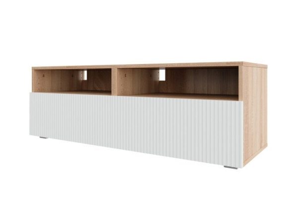 Cabinet Oscar Amelie 120x40 with 2 drawers and 2 shelves, sonoma oak / talc wave