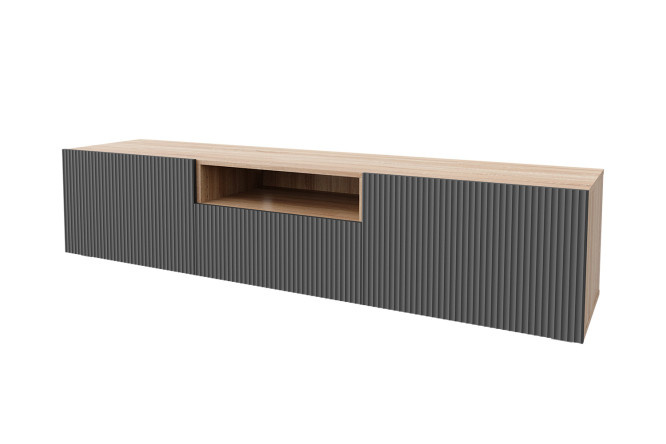 Cabinet Oscar Amika 180x40 with 2 doors, drawer and shelf, sonoma oak / wave graphite