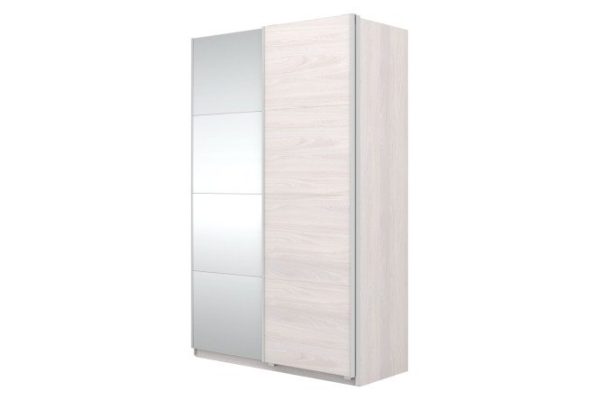 Sliding wardrobe Oscar 150x236x58 cm, light ash Ankor, with mirror inserts