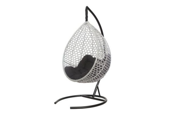 Hanging cocoon chair Montblanc 100x120x80 cm, base and frame color gray, black, finishing gray