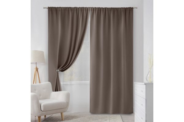 Set of curtains MICASA Grid 145x260 cm, 2 pcs., beige