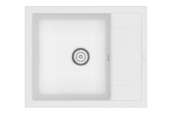 Kitchen sink with drainer POINT Rimo 60 PN3010W, white 60x50x22 cm