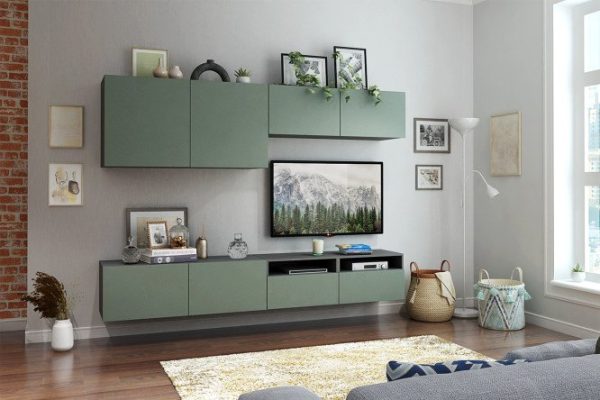 Living room Oscar Moon anthracite, olive soft