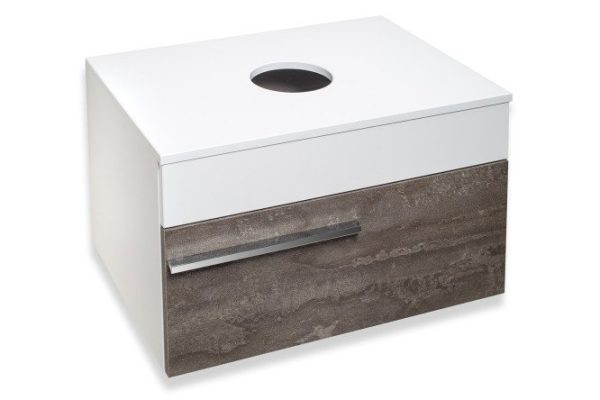 Hanging cabinet RUNO Woodline 00-00001341 65 cm, frame color white, facade white, iron stone