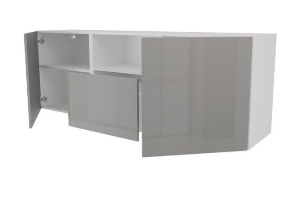 Cabinet 2 doors, drawer and shelf Oscar Amika 180x64 with push to open, white / dusty gray gloss