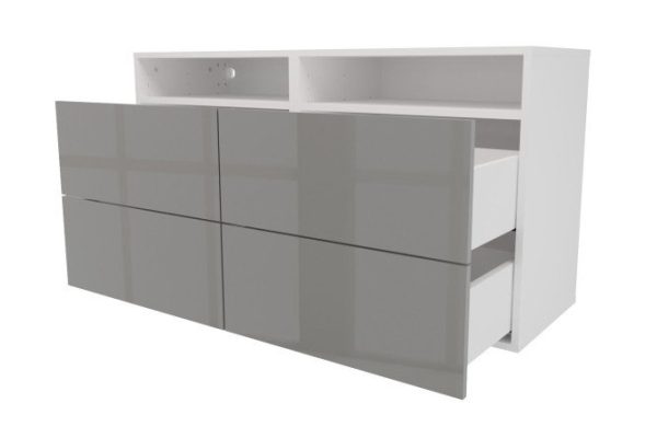 Cabinet 4 drawers and shelf Oscar Amika 120x64 with closers, white / dusty gray gloss