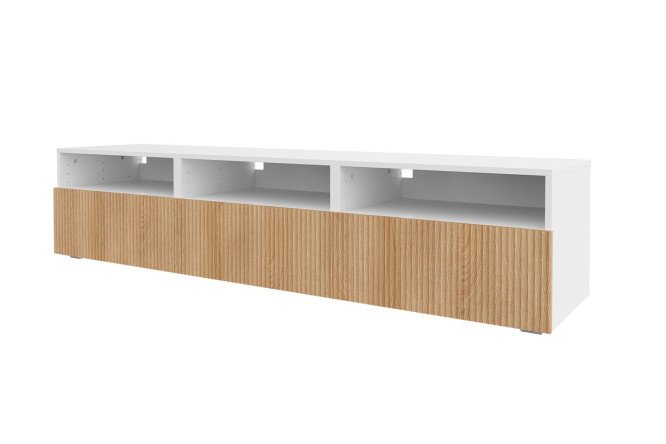 Nightstand Oscar Amelie 180x40 with 3 drawers and 3 shelves, white / wave Canadian oak