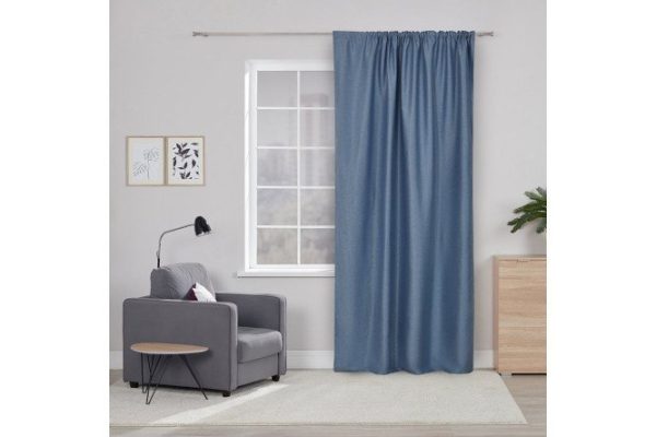 Curtain with ribbon MICASA Bria 180x280 cm, 1 piece, color blue graphite