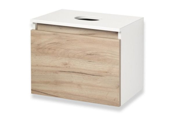 Hanging cabinet RUNO Bari 00-00001373 50 cm, frame color white, facade crafted oak