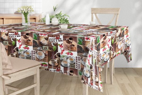 Tablecloth Coffee in cups 140x180 cm