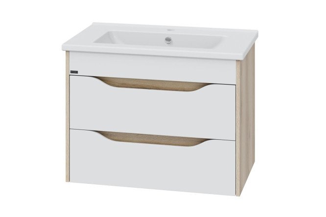 Hanging cabinet SANTA Saturn 75 700371 2 drawers 75 cm, frame color Austrian oak, front white, Austrian oak