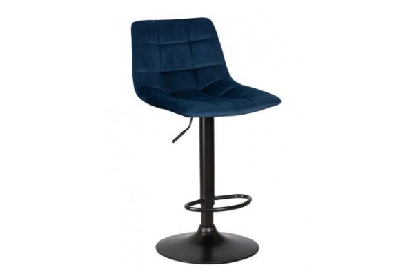 Bar chair DOBRIN Tailor Black 47x92x49 cm, upholstery color blue, legs black