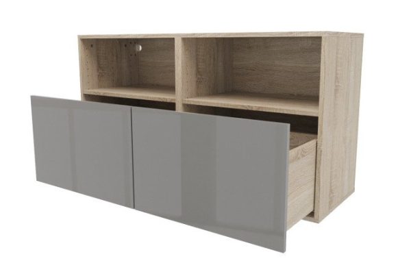 Cabinet with shelves and drawers Oscar Amika 120x64 with push to open, Sonoma oak / dusty gray gloss