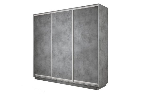 3-door wardrobe Slide-2 180x240x60 cm, concrete/silver