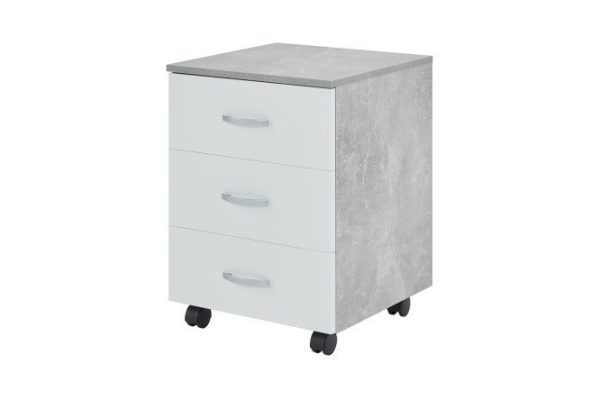 Cabinet Alba-3 concrete, white 44.4x61.7x44.4 cm