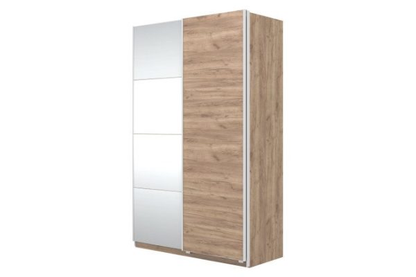 Sliding wardrobe Oscar 150x236x59.6 cm, Craft tobacco oak, with mirror inserts