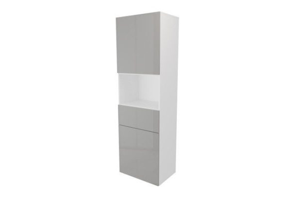 hcwvdiufdrqcqx2vv7p021n8d6ahabzy.jpg Wardrobe 2 doors, shelf and drawer Oscar Amika 60x192 with push to open, white / dusty gray gloss