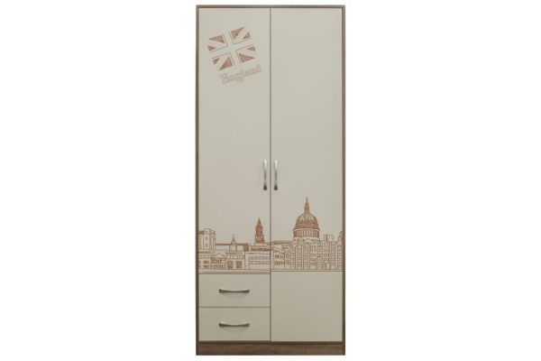 Wardrobe 2-door British boom 90.8x220.5x58 cm