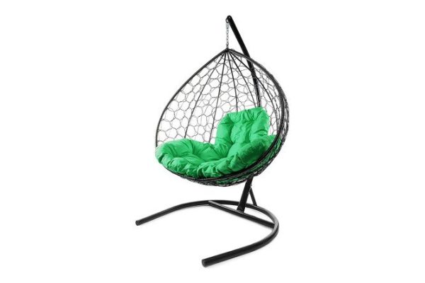 Hanging cocoon chair XL 75x186x118 cm, base and frame color black, finishing black