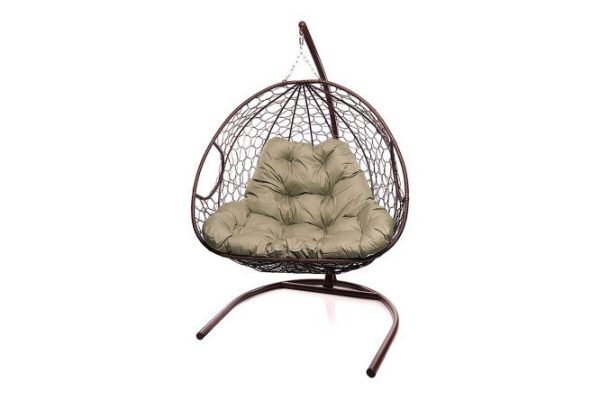 Hanging chair for two 119x186x120 cm, base and frame color white, finishing white