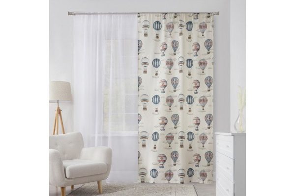 Children's curtain with ribbon MICASA Leoni 1 piece, beige, gray, 150x280 cm