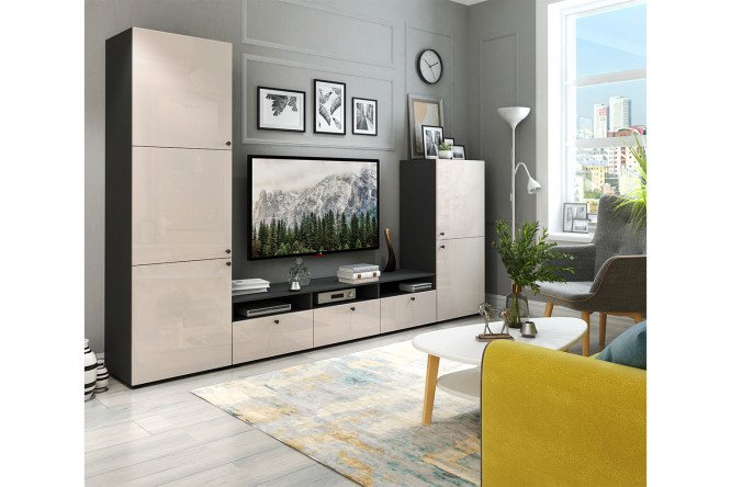 Living room Oscar Amika with cabinet and wardrobe