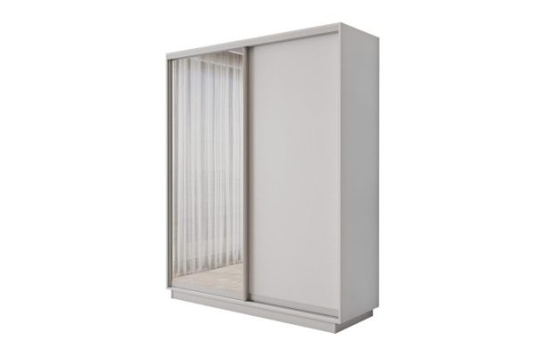 2-door wardrobe Slide-2 180x240x60 cm, white snow, silver, with one mirror