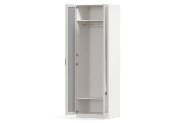 Wardrobe 2-door Oscar Gloria 75x236x60.2 cm, white, gray, with two mirrors