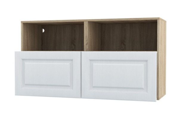 Cabinet with shelves and drawers Oscar Bella 120x64 cm with push-to-open, Sonoma/white wood