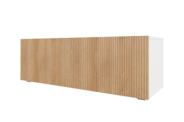 Nightstand Oscar Amelie 120x40 with 2 drawers, white / wave Canadian oak