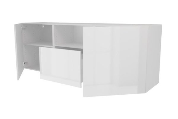 Cabinet 2 doors, drawer and shelf Oscar Amika 180x64 with closers, white / white gloss