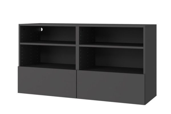 Cabinet Oscar Line 120x64x40 cm, 2 drawers and 4 shelves, anthracite