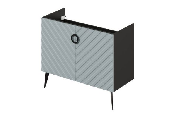 Floor-standing sink cabinet Palladio 2.0 98.1 cm, frame color black, facade gray-blue