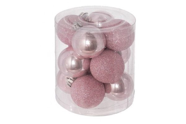 Set of Christmas balls Pink pearls 12 pcs.