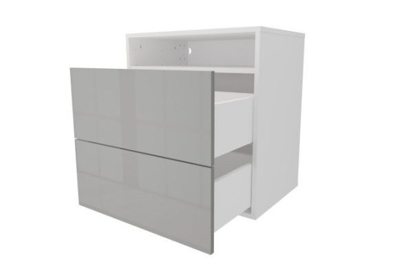 Cabinet with two drawers and shelf Oscar Amika 60x64 with door closer, white / dusty gray gloss