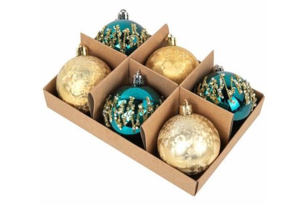 Set of Christmas balls Powder blue 6 pcs.