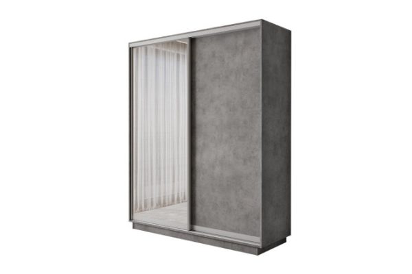 Sliding wardrobe 2-door Slide-2 180x240x60 cm, concrete. silver, with one mirror