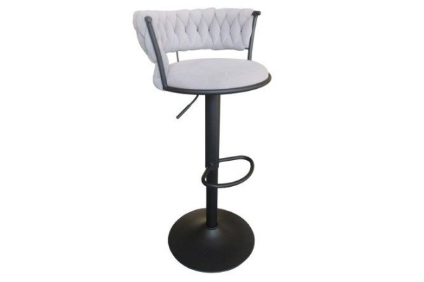 Bar stool Aleria 52x78x48 cm, upholstery color light gray, legs black