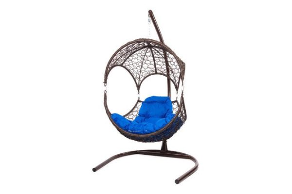 Hanging chair Walnut 113x180x110 cm, base and frame color white, finishing white