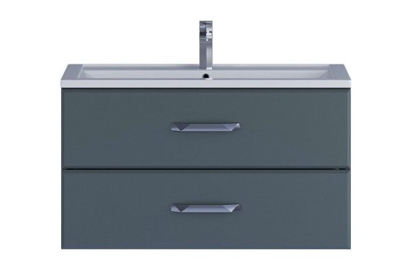 Hanging cabinet Foster 291020523 for bathroom 89 cm, frame color graphite gray, facade color graphite gray