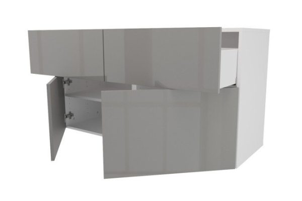 Cabinet 2 drawers 2 doors Oscar Amika 120x64 with closers, white / dusty gray gloss