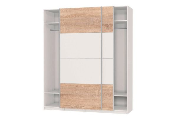Sliding wardrobe Oscar 200x236x58 cm, white, Sonoma oak, with white inserts