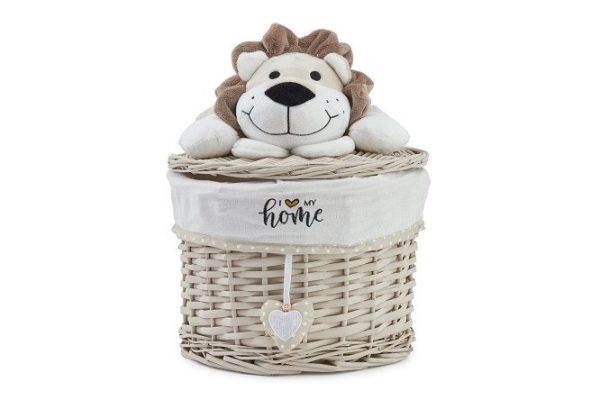 Basket with lid Lion 28x22x28 cm