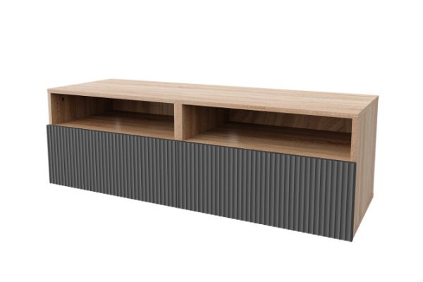 Nightstand Oscar Amelie 120x40 with 2 drawers and 2 shelves, sonoma oak / wave graphite