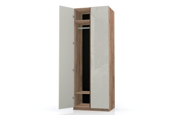 2-door wardrobe Oscar Nicole 75x236x58 cm, Craft tobacco oak, magnolia, roddy oak