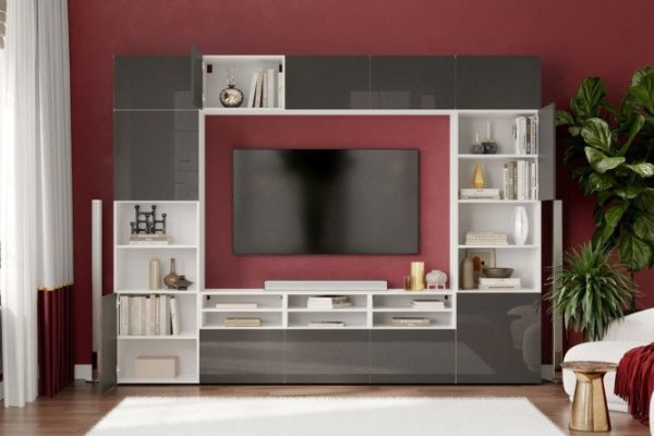 ij9e1jds7hr36bbs7nafrnpemppn6nh4.jpg Modular living room Oscar Amica with push-to-open, white / black graphite gloss