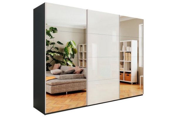 3-door wardrobe Comet 300x240x66 cm, diamond gray, white
