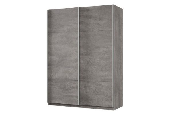 Sliding wardrobe 2-door Praktik 160x240x60 cm, concrete, silver profile